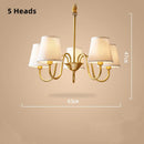 Axyaa American Copper Chandelier with White Fabric Shades for Home Decor