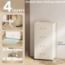 Axyaa Multi-Tier Storage Cabinet, Heavy-Duty Organizer with Rollers, Single/Double Door Design