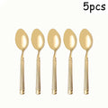 Axyaa Stainless Steel Cutlery Set, 5pcs Steak Fork Knife Spoon for Banquets