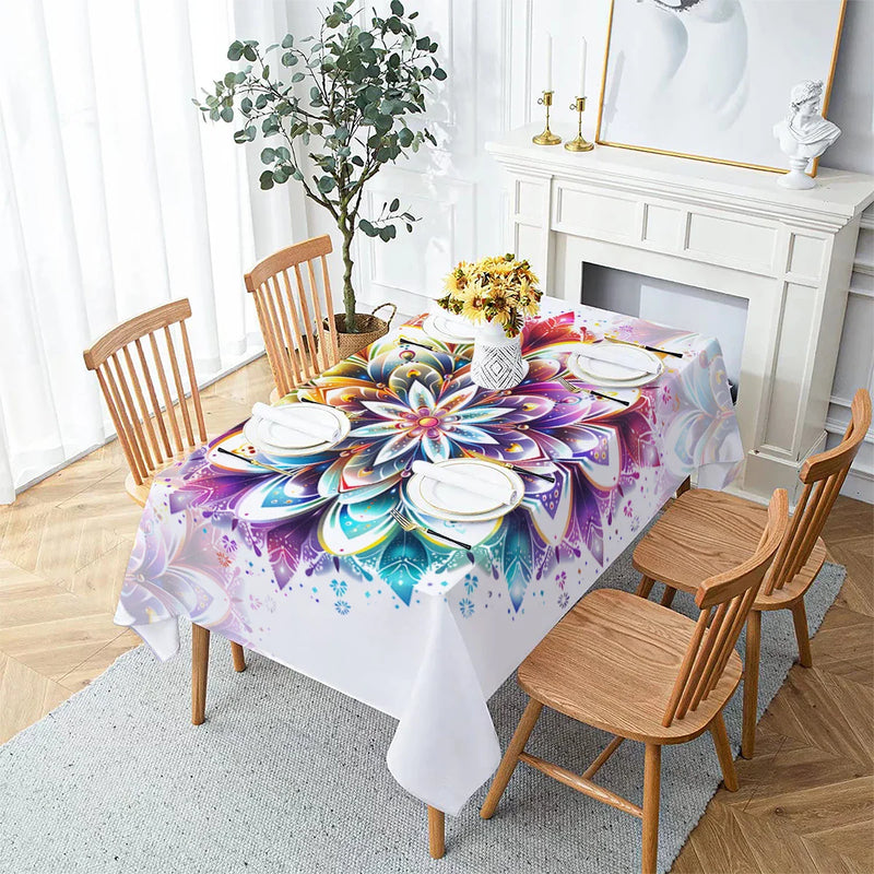 Axyaa Flowers Mandala Vine Waterproof Printed Tablecloth