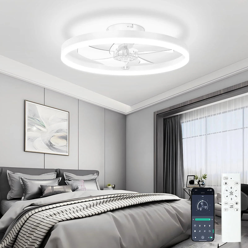 Axyaa 50cm Smart Ceiling Fan with Light Remote Control for Bedroom
