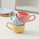Axyaa Black Red Macaroon Ceramic Coffee Mug Cup With Saucer