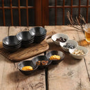 Axyaa Ceramic Three Grid Plate Set - Restaurant Snack Sushi Appetizer Seasoning Molecular Cuisine