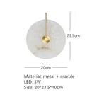 Axyaa Marble Circular LED Wall Lamp for Corridor, Study, Bedroom - Nordic Modern Design