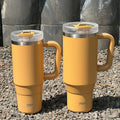 Axyaa Stainless Steel Thermal Coffee Mug with Handle and Straw - Large Capacity Insulated Cup
