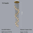 Axyaa Luxury All Copper Chandelier LED Glass Pendant Light