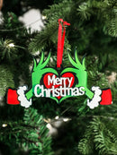 Axyaa Christmas Acrylic Ornaments Green Hands & Red Heart Festive Decor