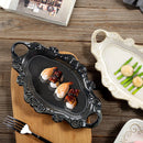 Axyaa Embossed Binaural Ceramic Plate Set for Western Food, European Retro Style