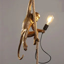 Axyaa Monkey Pendant Lamp: Hemp Rope Creative Wall Sconce Light