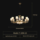 Axyaa Luxury Jade Copper Chandelier for Living Room Dining Hall Villa