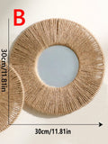 Axyaa Round Wall Mirror with Woven Hemp Rope for Boho Home Decor