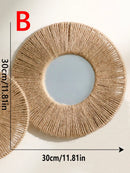 Axyaa Round Wall Mirror with Woven Hemp Rope for Boho Home Decor