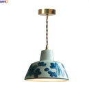 Axyaa Ceramic Flower LED Pendant Light for Living Dining Vintage Pendant Lamp