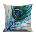 Axyaa Peacock Print Linen Cotton Pillow Cover for Home Decor & Sofa Accent