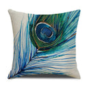 Axyaa Peacock Print Linen Cotton Pillow Cover for Home Decor & Sofa Accent