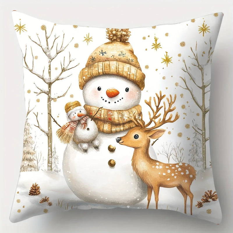 Axyaa Christmas Santa Fawn Pillowcase - Festive Home Decoration
