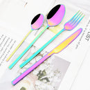 Axyaa 24-Piece Stainless Steel Black Cutlery Set Dinnerware Flatware Tableware