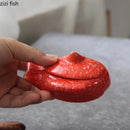 Axyaa Red Ceramic Dessert Bowl Set - Retro Molecular Cuisine Tableware for Snacks, Appetizers