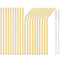 Axyaa Stainless Steel Straw Set: 20 Reusable Drinking Straws for Bar Party