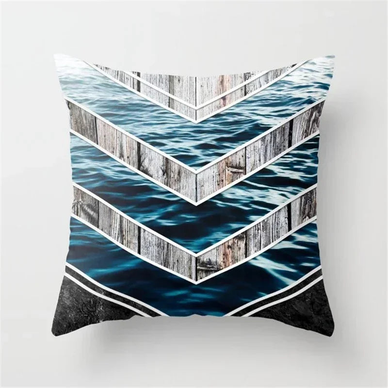 Axyaa Wood Texture Marble Pillowcases - Geometric Cushions Case for Home Decor