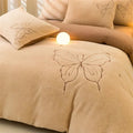 Axyaa Warm Fleece Embroidery 4-Piece Set | Cozy Contrast Colors | Skin-friendly & Thick