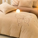 Axyaa Warm Fleece Embroidery 4-Piece Set | Cozy Contrast Colors | Skin-friendly & Thick