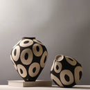 Axyaa Geometric Circles Ceramic Vase: Hand-drawn Flower Arrangement Pot