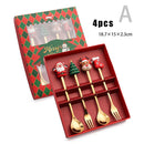 Axyaa Christmas Spoon Fork Set with Santa Claus Design