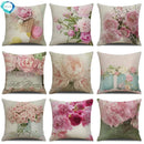 Axyaa Pastoral Floral Cushion Cover: Elegant Linen Home Decor for Sofa, Square Flower Pillow