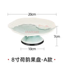 Axyaa Hand-Painted Lotus Relief Ceramic Fruit Tray