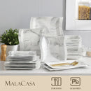 Axya Flora 26-Piece Marble Gray Porcelain Tableware Set for 6