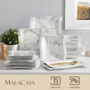 Axyaa Flora 26-Piece Marble Gray Porcelain Tableware Set for 6