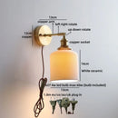 Axyaa Ceramic LED Wall Lamp Kids Bedroom Gold Brass Arm Rotate Stair Light