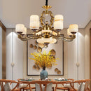 Axyaa Elegant Zinc Alloy Jade Chandelier for Living Room, Restaurant, and Villa