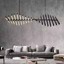 Axyaa Fishbone LED Pendant Lamp: Modern Nordic Chandelier for Restaurant, Office, and Kitchen