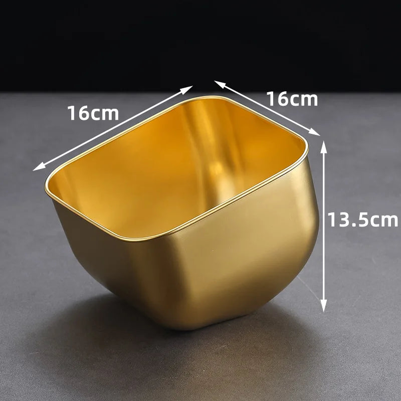 Axyaa Stainless Steel Korean BBQ Veggie Bucket Slanting Bowl, Large Capacity Kitchen Tableware