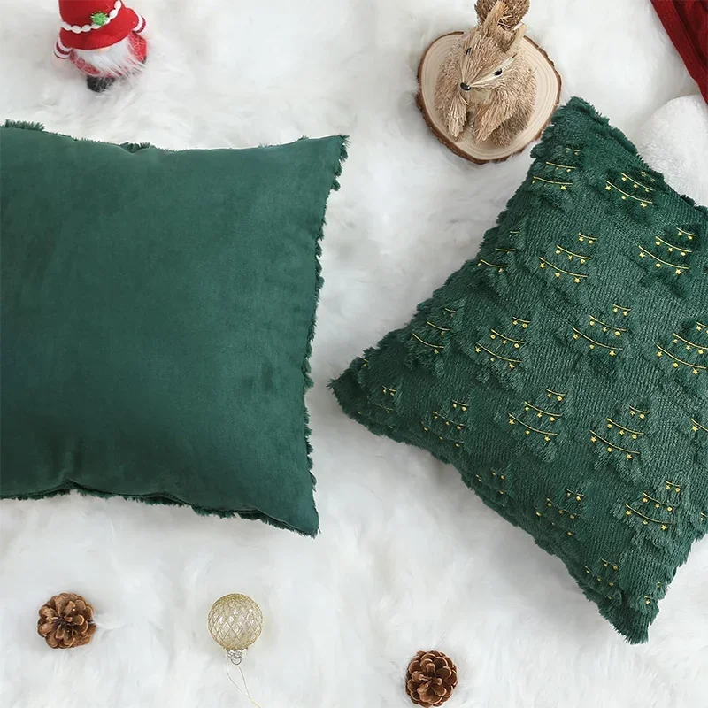 Axyaa Plush Christmas Pillow Cover for Home Decor