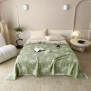 Axyaa Cotton Gauze Floral Throw Blanket with Tassel Detail