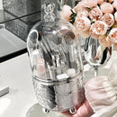 Axyaa Clear Acrylic Makeup Brush Holder with Lid, 360 Rotating Vanity Organizer