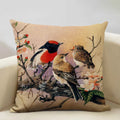 Axyaa Bird Parrot Sofa Cushion Cover 45x45cm Linen Pillowcase for Home & Hospitality