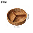 Axyaa Round Handwoven Rattan Basket with 3 Grids, 21/25/28cm