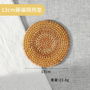 Axyaa Hand-woven Rattan Coaster Tray Set