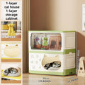 Axyaa Cat House Storage Cabinet, Foldable, 1-3 Tier - Yellow/Green