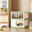 Axyaa Cat House Storage Cabinet, Foldable, 1-3 Tier - Yellow/Green