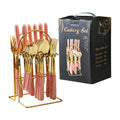 Axyaa 24-Piece Stainless Steel Hammer Pattern Cutlery Set