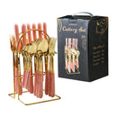 Axyaa 24-Piece Stainless Steel Hammer Pattern Cutlery Set