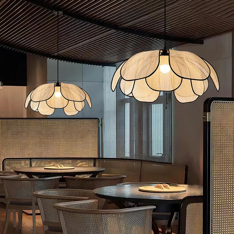 Axyaa Nordic Fabric Ceiling Chandelier LED Pendant Lights for Home Lighting