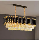 Axyaa Black Gold Metal LED Chandelier Modern Lustre Crystal Hanging Lamp