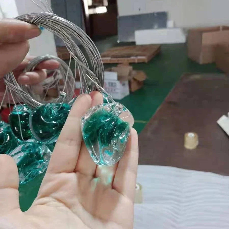 Axyaa Modern Crystal LED Chandelier for Living Rooms, Luxury Stone Crystal Indoor Hanging Lamp