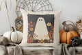 Axyaa Pink House & Ghost Halloween Pillow Cover for Sofa, Bedroom, Car